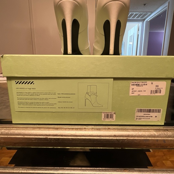 🔥Off-White c/o Virgil Abloh SZ 36 White Leather Zip Tie Pointed Toe Bootie Used - Picture 15 of 16